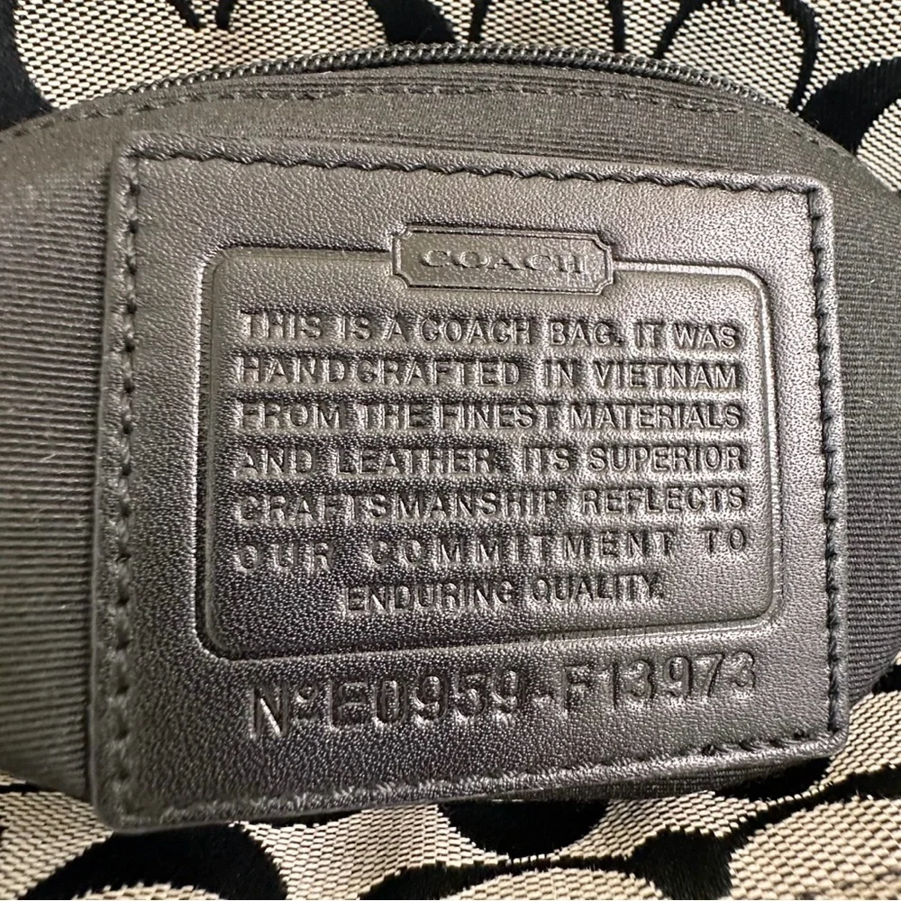 Coach Gallery Tote Bag Black Gray Signature Jacquard Turnlock